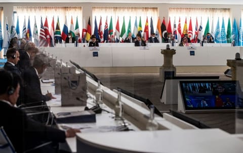 A G20 foreign and development ministers meeting underway in Matera, on June 29, 2021. 