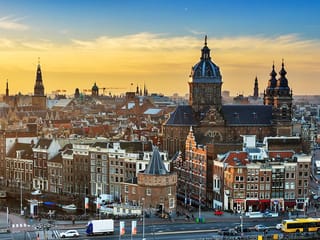 Amsterdam city skyline.