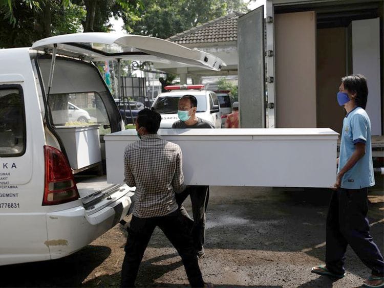 coffins for COVID-19 victims