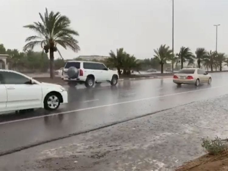 Heavy rainfall in some parts of Abu Dhabi on July 6, 2021.