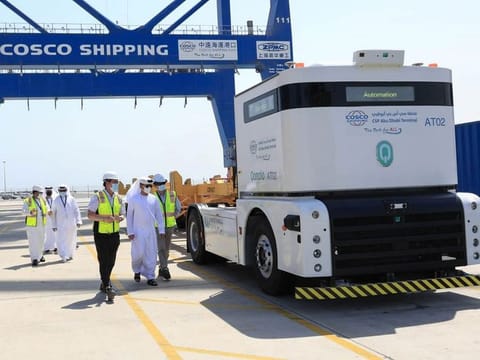 Six of these autonomous trucks are deployed at the CSP Abu Dhabi container terminal. 