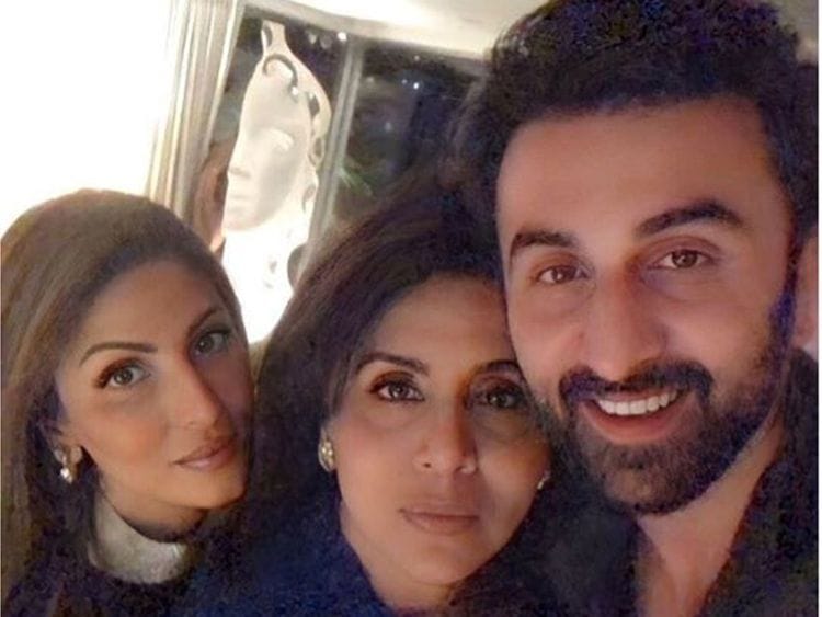 Neetu Kapoor with her children Ranbir and Riddhima