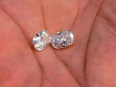As good as the 'natural'? A pair of lab grown stones at Siroya Jewellers await shoppers. A handful of retailers are testing likely demand among UAE's consumers for lab grown versions. 