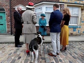 Britain's Queen Elizabeth visits set of TV soap 'Coronation Street'