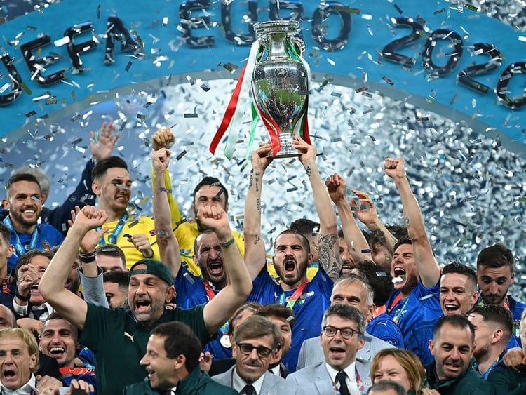 Italy celebrate their win over England in the Euro 2020 final