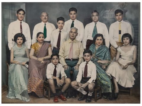 A Jashanmal family photograph taken in 1958. (From left) Back row: Late Hiro Jashanmal, Late Narain Jashanmal, Late Ajit Jashanmal, Bhagwan Jashanmal, Late Atma Jashanmal and Mohan Jashanmal. Middle row: Gul Hiro Jashanmal, Late Chandra Narain Jashanmal, Late Rao Sahib Jashanmal, Late Lila Atma Jashanmal and Maya Jashanmal. Front row: Tony Jashanmal and Bharat Jashanmal.