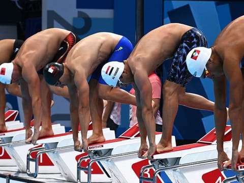 Yemen's Mokhtar Al Yamani won heat 3 of the men's 100m freestyle qualifying, with the UAE's Yousef Al Matrooshi third 