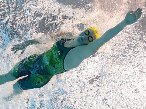 Ariarne Titmus of Australia in action in the women's 200m freestyle 