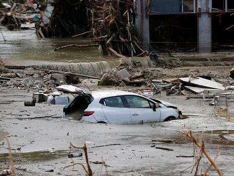 File photo: A car floating in water in Kastamonu, after flash floods swept across several Black Sea regions. 