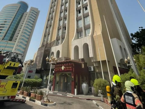 A fire broke out in Al Khaleej Plaza Hotel on Al Maktoum Road in Dubai on Thursday. 