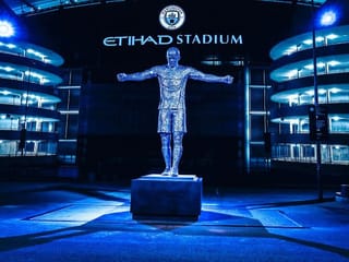 Glittering prize: Manchester City unveil statues of Vincent Kompany and David Silva
