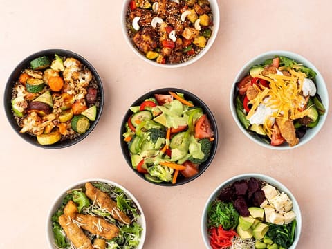 Health-conscious, sustainable diners will find something to munch on in each of the three Thematic Pavilions across Expo. | Above: Vegan food offered by celebrity plant-based chef Matthew Kenney