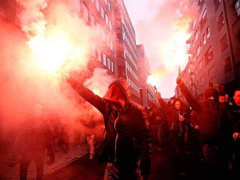 Far right extremists take out a protest march in Belgium  