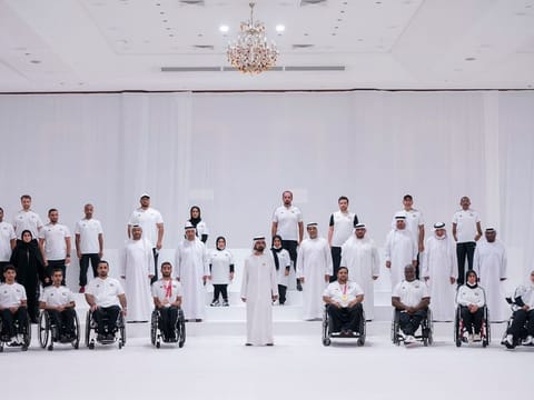 Sheikh Mohammed received the UAE Paralympics team on their return from Tokyo on Wednesday.