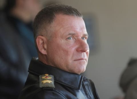 Russia's Emergencies Minister Yevgeny Zinichev during a drill in Krasnoyarsk region on September 7, 2021.  