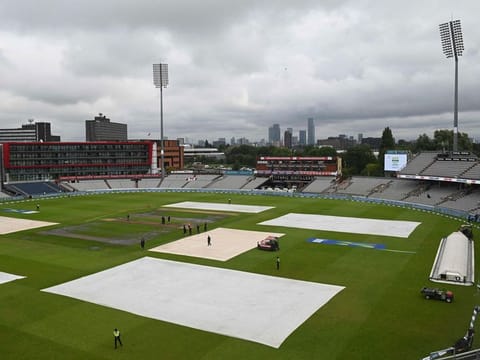 Empty stands the Old Trafford, Manchester, following news of the cancellation of the fifth cricket Test match between England and India on September 10, 2021. 