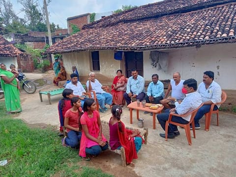 Villagers holding discussions with a team of district administration officials in Jharkhand. Residents from Bhartiya village in Jharkhand’s Garhawa district will be putting up plaques bearing the names of their daughters outside every home.