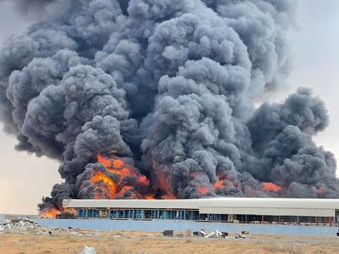 Civil Defence teams controlled the fire that broke out at a warehouse in the Umm Al Thuoub Industrial Area in Umm Al Quwain on Tuesday. 