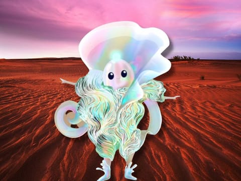 A water-like iridescent creature, Moy will accompany visitors on their journey inside the pavilion. 