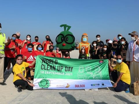 Dubai Municipality organised a joint cleanup campaign in cooperation with Dulsco and GEMS Education at Jumeirah Public Beach on Saturday to celebrate World Cleanup Day. 