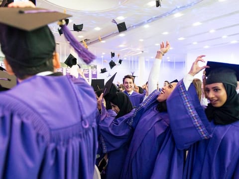 Students at the NYUAD graduation ceremony in 2017. The university is currently celebrating its tenth anniversary. 
