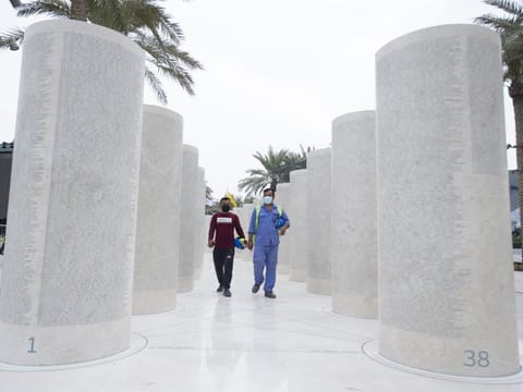 Workers monuments Expo 2020 carries the name of every worker involved in the construction of the 4.38-square-kilometre site.