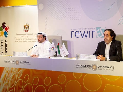 Dr Tariq Al Gurg (left), CEO and vice-chairman at Dubai Cares, with Omar Shehadeh, Chief International Participants Officer, Expo 2020 Dubai. 