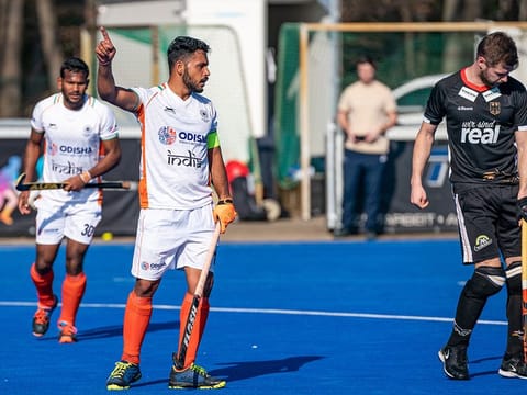 Harmanpreet Singh, leader of Indian men's hockey team in midfield (centre), said team work was the key behind their recognition. 