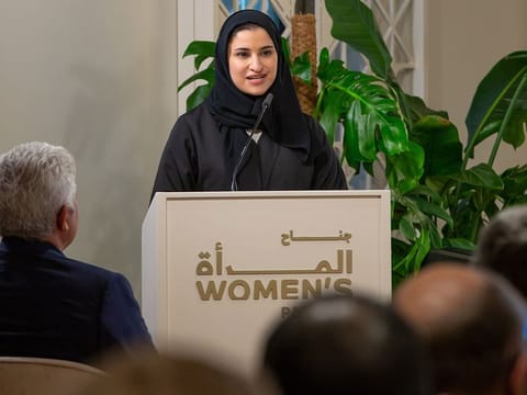 Sarah Al Amiri, Minister of State for Advanced Technology and Chairwoman of the UAE Space Agency, during her keynote at Expo 2020 Dubai