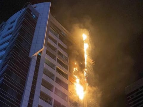 Nobody was hurt in the blaze in Marina Diamond 2 residential high-rise in Dubai Marina on Saturday