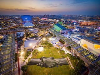 Photos: Graffiti artist creates giant land art inside Expo 2020 Dubai 