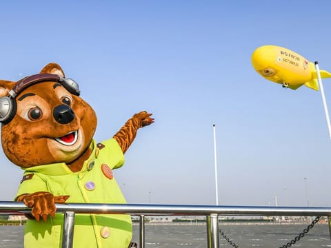  ‘The Wonderers’ landed at Global Village from a giant airship for their premiere show on Friday 