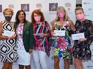 Ladies painting the course pink at Emirates Golf Club