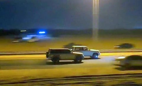 Image shared by Sharjah Police showing the reckless driving on Monday