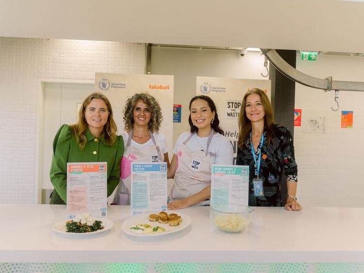 Chef Maya & Haifa with talabat and WFP spokespeople 