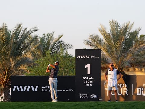 Ahmad Skaik hit the opening tee shot at the Aviv Dubai Championship