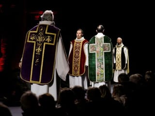 Photos: Models pose in historic vestments for Belgian cathedral catwalk show 