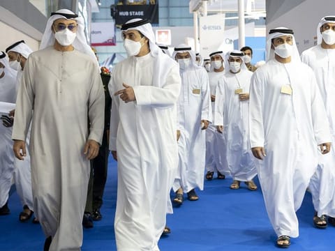 Sheikh Mohamed was briefed by industry leaders on the latest technology being showcased at the event