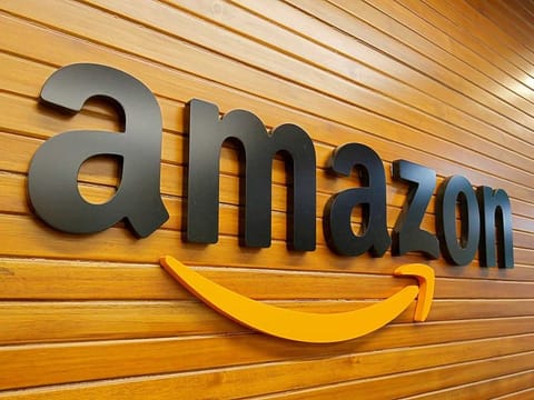 The logo of Amazon is pictured inside the company's office in Bengaluru, India, April 20, 2018.  