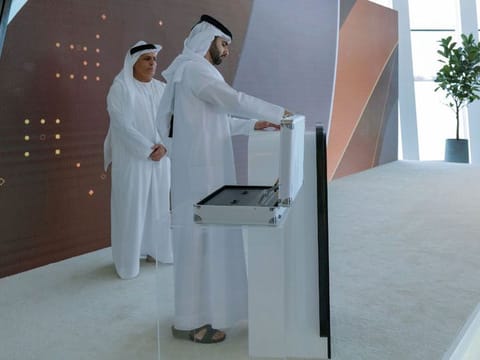 Sheikh Mansour bin Mohammed bin Rashid Al Maktoum announces the winners at the 11th Mohammad Bin Rashid Al Maktoum Creative Sports Award
