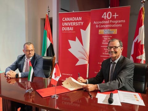 Dr Mohammed Djeddi, Vice President of Academic Affairs and Dr. Sherif Moussa, Dean of Faculty of Engineering, Applied Science and Technology at Canadian University Dubai 