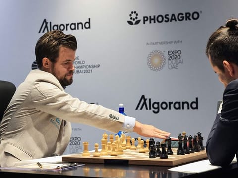 Norway's Magnus Carlsen (left), seen in action during Fide World Chess Championship in Dubai last year, will be in action in Chennai.