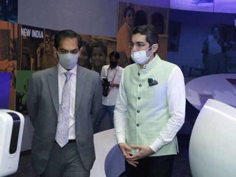 Sunjay Sudhir, the new Ambassador of India to the UAE and Dr Aman Puri, Consul General of India at the India Pavilion.