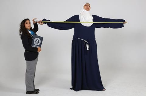 29-year-old Huda had the ‘Widest Arm Span’ of a living person for a female, at 236.3cm (7ft 8.4inches).