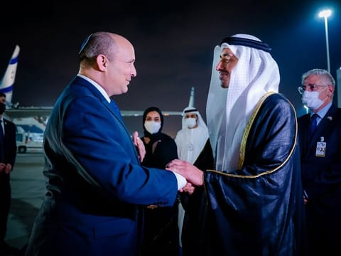 Prime Minister of Israel, Naftali Bennett, with Sheikh Abdullah Bin Zayed.