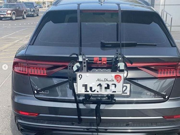 Abu Dhabi Police additional number plate for bike racks 