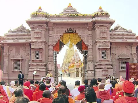 Prime Minister Narendra Modi addresses at the inauguration of redeveloped Kashi Vishwanath corridor, in Varanasi on Monday.  