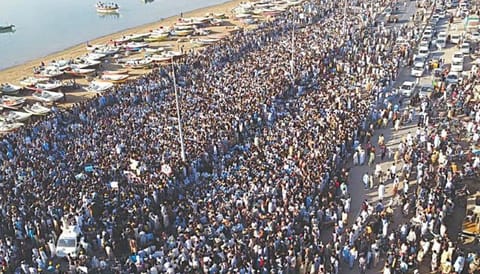 Gwadar fishermen protest in a file photo.