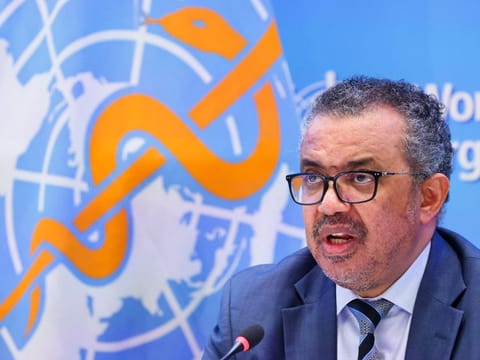 Tedros Adhanom Ghebreyesus, Director-General of the World Health Organization (WHO), speaks during a news conference in Geneva, Switzerland, December 20, 2021. 