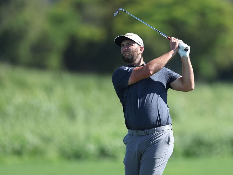 Jon Rahm practises ahead of the Sentry Tournament of Champions at Plantation Course at Kapalua Golf Club, Hawaii.